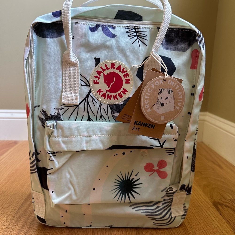 Fjallraven Kånken Art Backpack - Mint and Black NWT